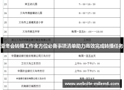 亚冬会转播工作全方位必备事项清单助力高效完成转播任务
